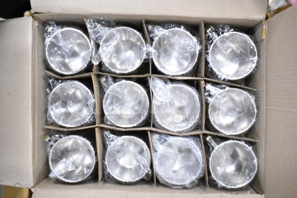 Box of 12 Acopa Alchemy 16 oz. copper Moscow Mule mugs, dark antique finish, scratch and dent condition, individually wrapped.