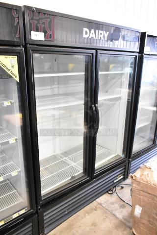 2020 True GDM-49-HC 2 Door Reach In Cooler Merchandiser, 115 volts, well-maintained condition, labeled "Dairy".