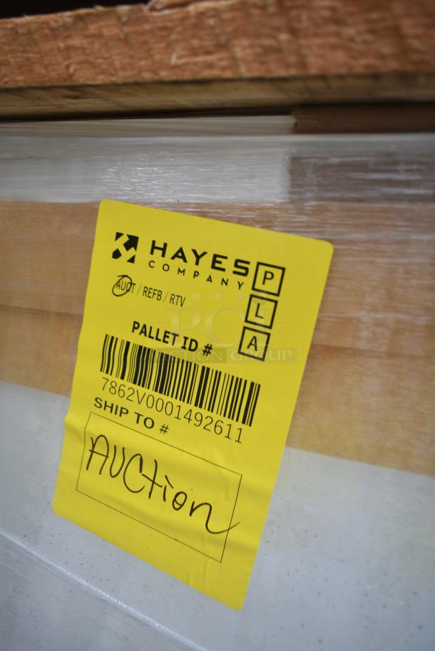 Brand new security case with grid, model 35352944C052. Yellow Hayes Company label with auction note visible.