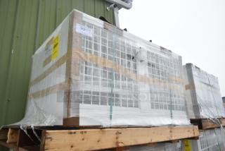 Brand new scratch and dent security case floor with grid, model 35352944C052. Wrapped on pallet, minor packaging wear.