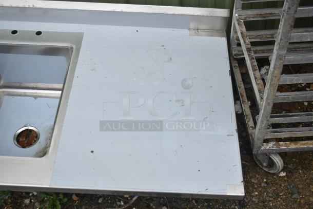 Regency 600ST3048L commercial counter with single bay sink, brand new scratch and dent condition, no legs included.