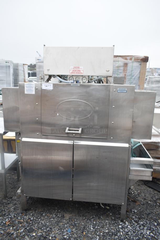American Dish Service ADS ADC-44 stainless steel commercial conveyor dishwasher, 208V, 3 phase, used condition.