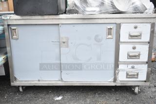 Regency 600EBT3060 30" x 60" 16 Gauge Type 304 Stainless Steel Enclosed Base Table with Open Front and Adjustable Midshelf