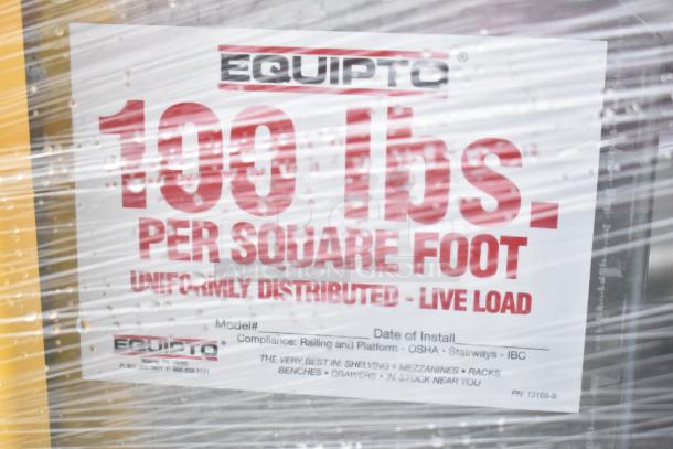 Brand new Equipto ladder with 100 lbs per square foot load capacity label. Sold as scratch and dent, doubled bid offer.