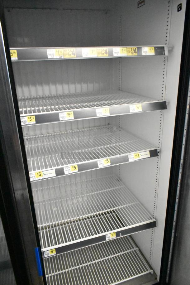 2018 True GDM-72F-HC 3 door freezer merchandiser, shelves shown, commercial use, 115/208-230V, clean condition.