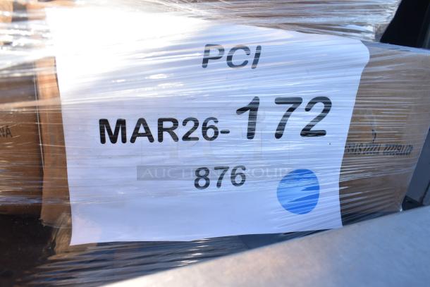 Packaging with label MAR26-172, indicating 20 brand new scratch and dent items including table bases.