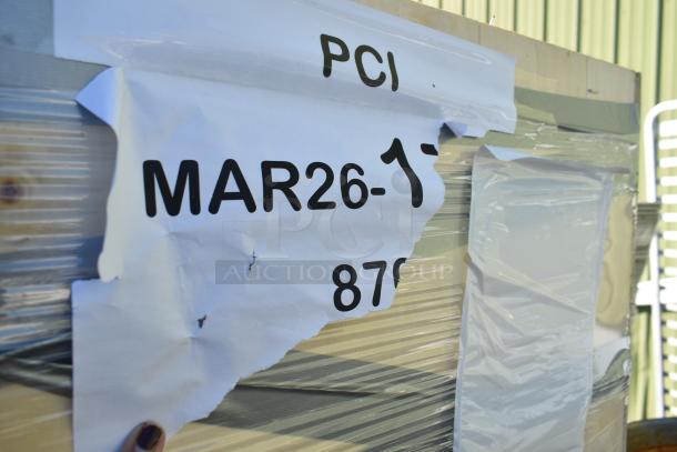 Avantco BCFD-48 bakery display case in crate, features LED lighting. Condition unverified. Label shows "PCI MAR26-171".