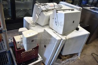 20 Various Items Including  JBL Control 30 Contractor Series, JBL Control 25AV Speakers, Light, Hard Case w/ Rockville Best Par 50 Battery Par Wash Lights Wireless. 8 Times Your Bid!