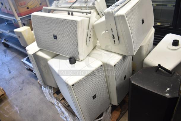 20-item lot with JBL Control 30 and 25AV speakers, light, and case with Rockville Best Par 50 wireless wash lights.