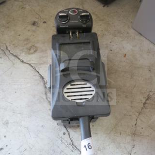 Chefman tabletop deep fryer model MJ07-3SS-T, black, without cord, fair condition, visible control knobs and vent.