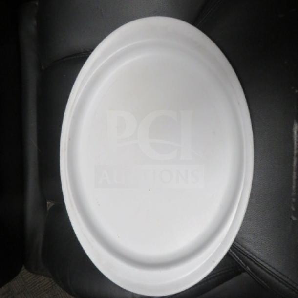 Prolon Melamine Platter, 15x11 inches, white, oval shape, lightly used, durable material, suitable for serving.