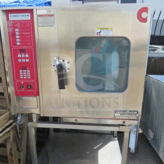 Alto Sham Combitherm Combi Oven, Model 6.10, on stainless steel stand with under shelf, 38x29x68 inches, on casters.