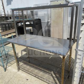 Stainless steel table with SS overshelf, Metro undershelf, dimensions 50x23x60, in good condition.