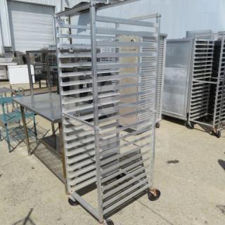 One aluminum speed rack on casters, 21x26x69 inches, durable construction, suitable for commercial kitchen use.