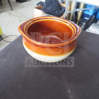 iti 12oz Bean Bowl, model OSC-15, in good condition. Features a brown glaze with beige base. Distinctive for dining or decor.