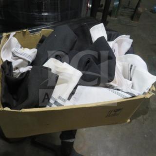 Box of assorted napkins, black and white, various patterns, gently used condition.