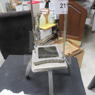 Nemco vegetable cutter with stainless steel frame and grid blade, in used condition, model tag shows item number 211.