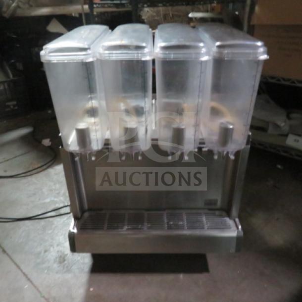 Crathco Quadruple 2.4 Gallon Refrigerated Beverage Dispenser, Model CS-4E/2D/3D-16, 21x17x28 inches, 20 Volt.