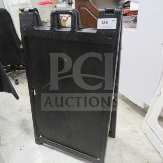 Black Signcade 26x48 sidewalk sign, durable plastic, used condition, label indicates item number 248.