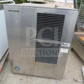 Hoshizaki ice maker, model KM-800MAE, 208-230 volt, 1 phase, 30x28x38 inches, stainless steel, visible labels.