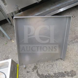 Stainless steel dishwasher side table, 23x23 inches, durable construction, good condition.