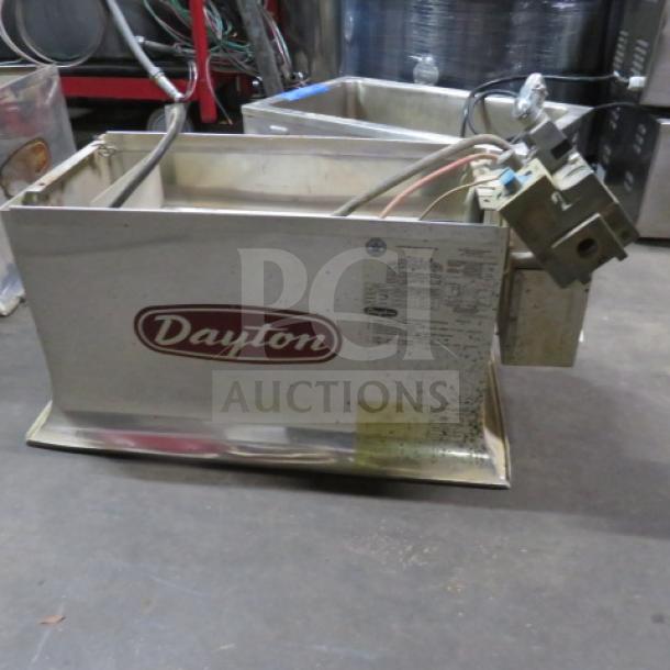 Dayton Infrared Radiant Heater, Model 3E132E, in used condition with visible brand logo and specifications label.