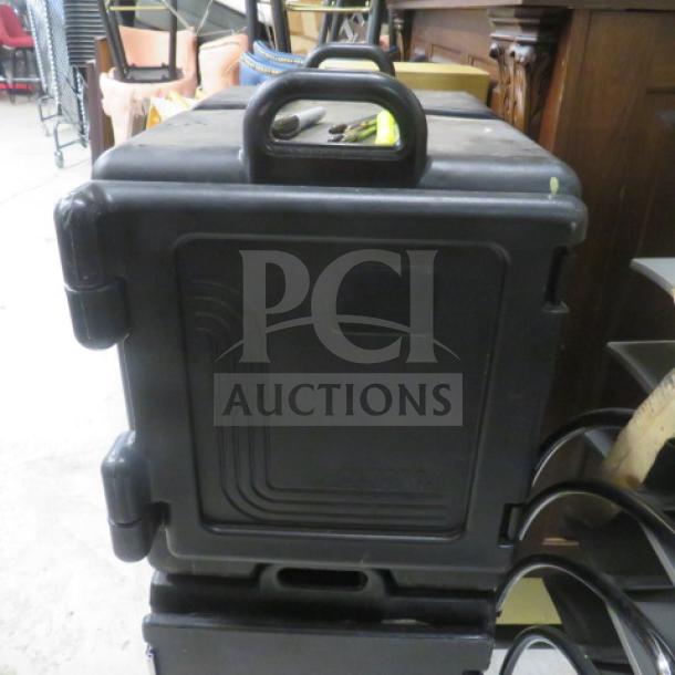 Cambro Ultra Pan Carrier UPC300, black, durable insulated container, sturdy handles, excellent condition. Ideal for food transport.