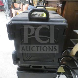 Cambro Ultra Pan Carrier UPC300, black, durable insulated container, sturdy handles, excellent condition. Ideal for food transport.