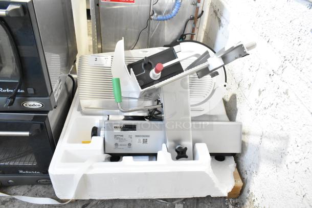 2023 Bizerba GSP HD meat slicer, commercial countertop model. 120V, 1 phase, excellent condition, visible brand label.