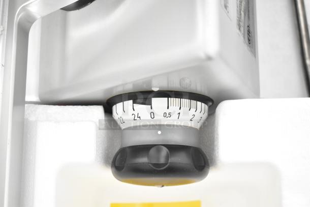 2023 Bizerba GSP HD Commercial Meat Slicer with adjustable thickness dial. 120 Volts, 1 Phase. Mint condition.