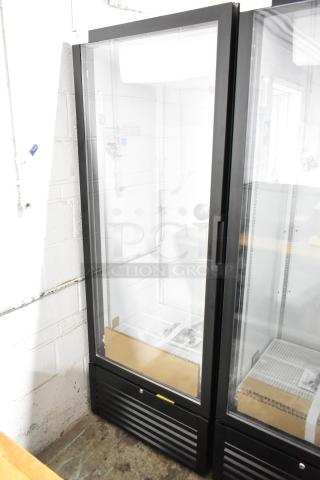 Beverage Air MT23-1 B 18 commercial refrigerated merchandiser, left-hinged glass door, black finish, LED lighting, 115V.