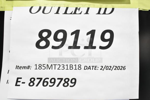 BRAND NEW Beverage Air MT23-1 B 18 Marketeer Series black glass door merchandiser, left hinge, LED lighting, 115V, with visible item tag 185MT231B18.