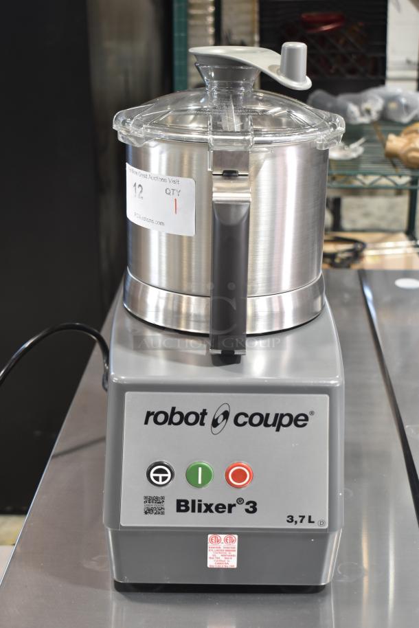 Brand new Robot Coupe Blixer 3 Series D commercial food processor, 120V, 1 phase. Scratch and dent; 3.7L capacity.