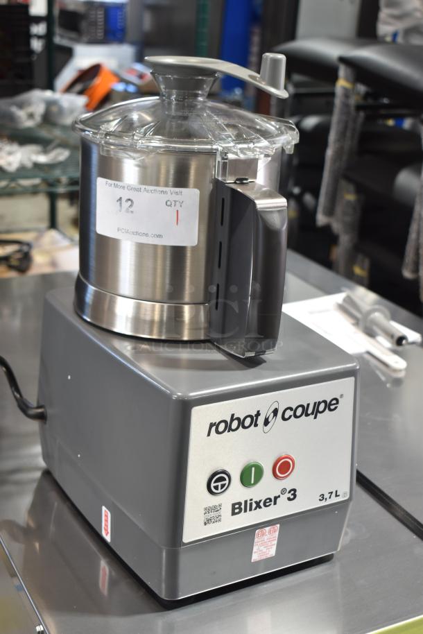 BRAND NEW Robot Coupe Blixer 3 Series D food processor, 3.7L, 120V, 1 Phase, slight scratches. Function buttons visible.
