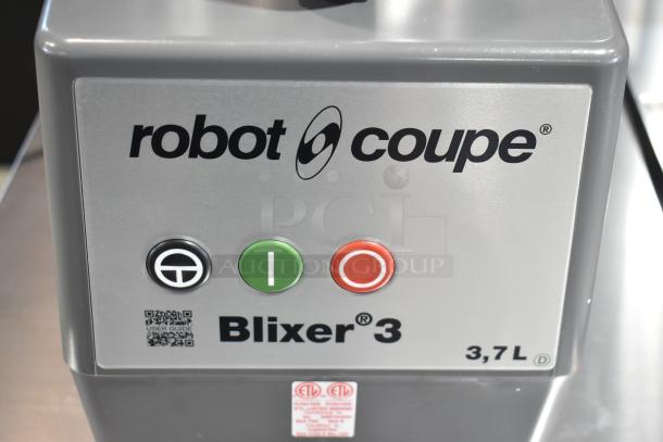 Brand new Robot Coupe Blixer 3 Series D commercial food processor with 3.7L capacity, labeled controls, 120V, 1 phase.