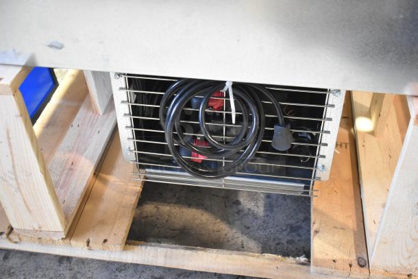 BRAND NEW 2024 Delfield N8130BP Drop In Refrigerated Cold Food Well. Scratch and dent, 120V, 1 Phase. Coiled power cord visible.