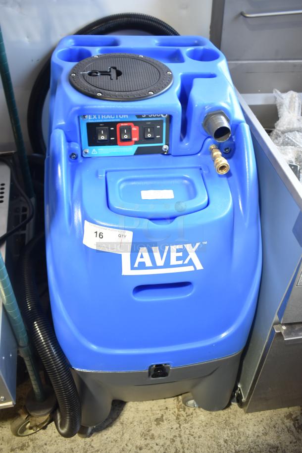 Lavex 842HT123ST Dual 3-Stage Heated Carpet Extractor, 12 Gallon, 500 PSI, with 25' hoses and 12" wand. New with tags.