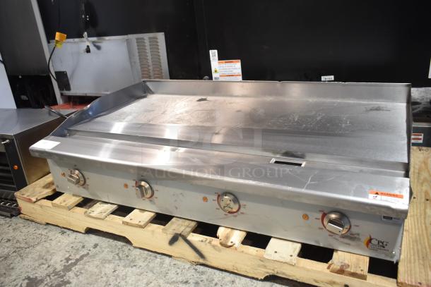 BRAND NEW Cooking Performance Group G-CPG-48-M 48" electric countertop griddle, scratch and dent, 208/240V, on wooden pallet.