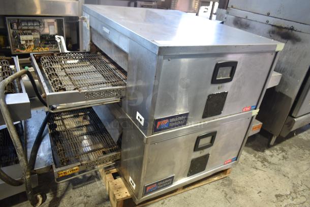 2021 Middleby Marshall CTX DZ33T stainless steel conveyor pizza ovens. Electric, 208V, 3/1 phase. Tested and working.