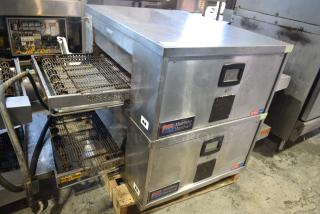 2 2021 Middleby Marshall CTX DZ33T Stainless Steel Commercial Electric Powered Conveyor Pizza Ovens on Commercial Casters. 208 Volts, 3/1 Phase. 2 Times Your Bid! Tested and Working!