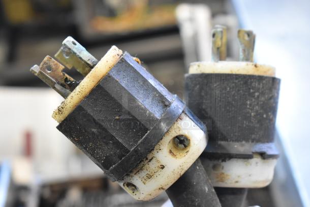 Dirty power plugs for Middleby Marshall CTX DZ33T conveyor pizza ovens, showing wear and grime.