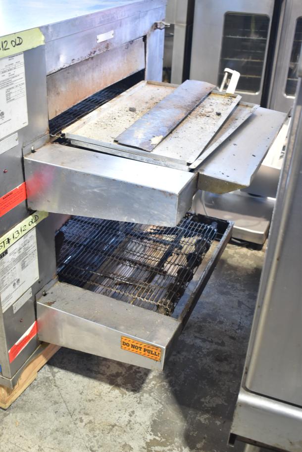 2021 Middleby Marshall CTX DZ33T stainless steel conveyor pizza oven, on casters, 208V, 3/1 Phase, visible wear, tested.