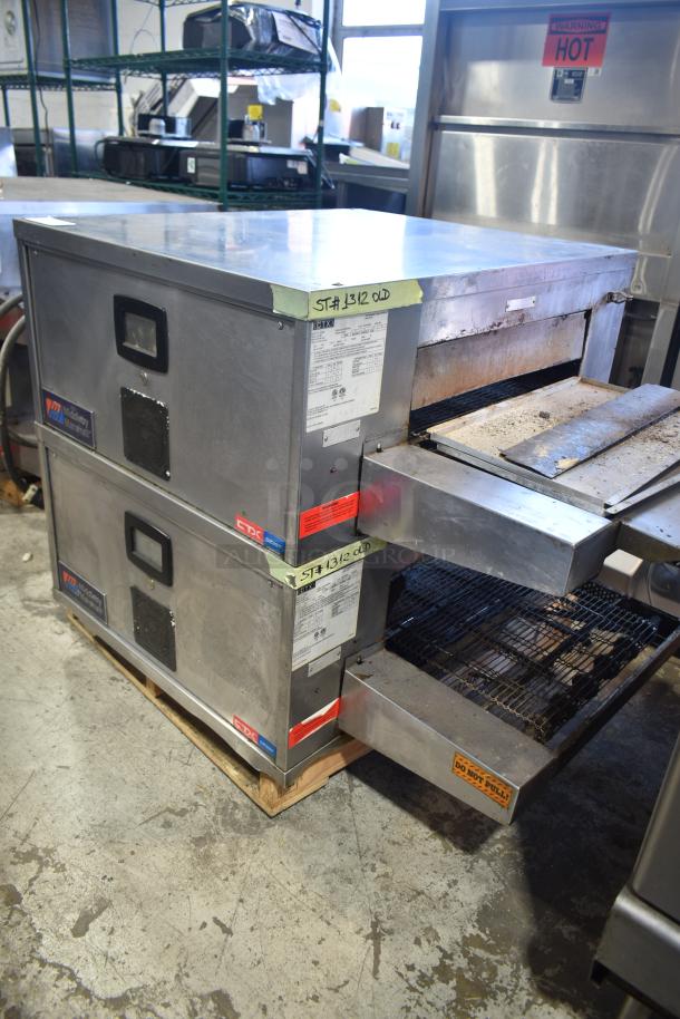 Middleby Marshall CTX DZ33T stainless steel conveyor pizza ovens, electric, 208V, 3/1 phase, on casters, tested and working.