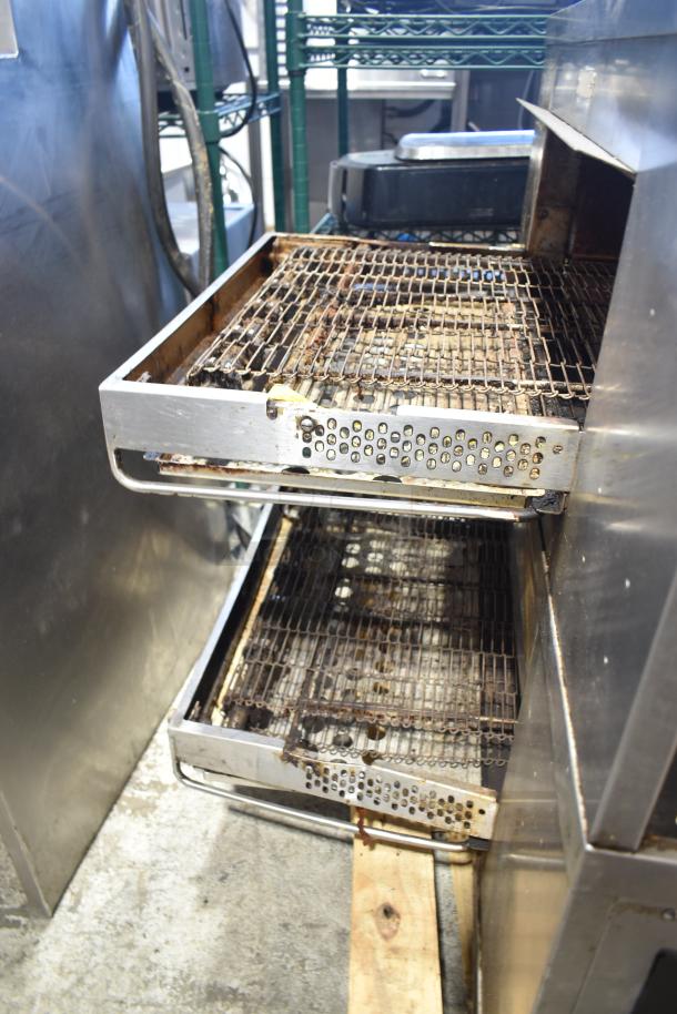 Middleby Marshall CTX DZ33I pizza ovens, stainless steel, dual conveyor, commercial casters, 208V, tested, working condition.