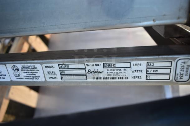 Belshaw 22306W Thermoglazing Station, commercial casters, 208V, 1 phase, model details visible, serial S098742.