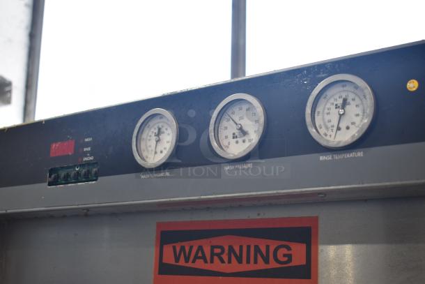 Douglas SD-20-ELEL commercial pot and pan washer, featuring wash and rinse temperature gauges; 480V, 3-phase.