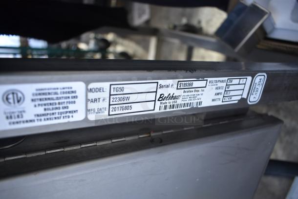 2017 Belshaw Adamatic TG-50 thermoglazing station, stainless steel, commercial casters. 208V, 1-phase. Serial: S189368.