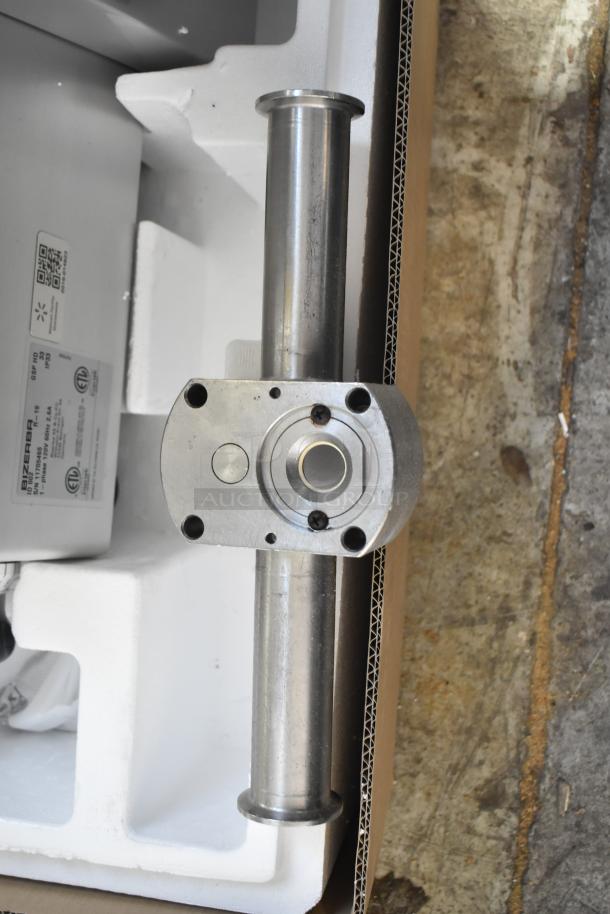 2019 Bizerba GSP HD meat slicer, stainless steel, 120V, 1 phase, excellent condition, visible label with specifications.