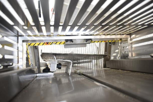 Oliver 797-32NC commercial bread slicer with Pro Guard Artisan Bread Safety Chute, in floor style model. 115 volts, 1 phase.