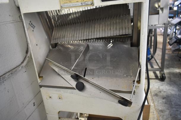 Oliver 797-32NC commercial floor bread slicer with Pro Guard Artisan Bread Safety Chute, 115V, 1 Phase, used condition.